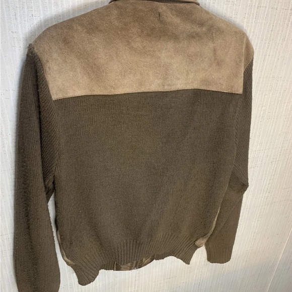 Vintage Old Spice Rare Suede L Leather Sweater Jacket Size Lg  Brown - Picture 3 of 7